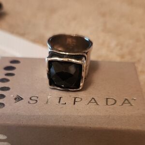 Silpada Sterling Ring with Smokey quartz Gem size 5